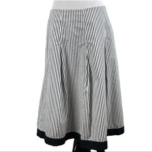 Talbots skirt size 8 black white pinstripes pleated nautical light weight
